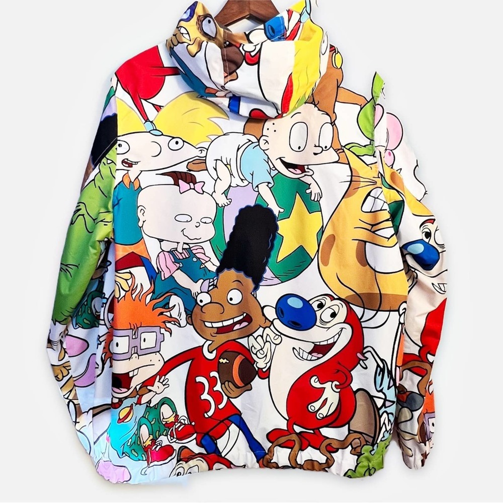 Members Only X Nickelodeon, White, Men’s L 90’s cartoons. Hooded, Zip up jacket - Picture 2 of 9